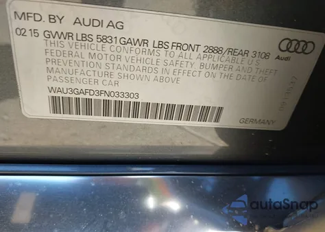 2015 Audi A8 L 3.0T from USA, damaged, VIN WAU3GAFD3FN033303